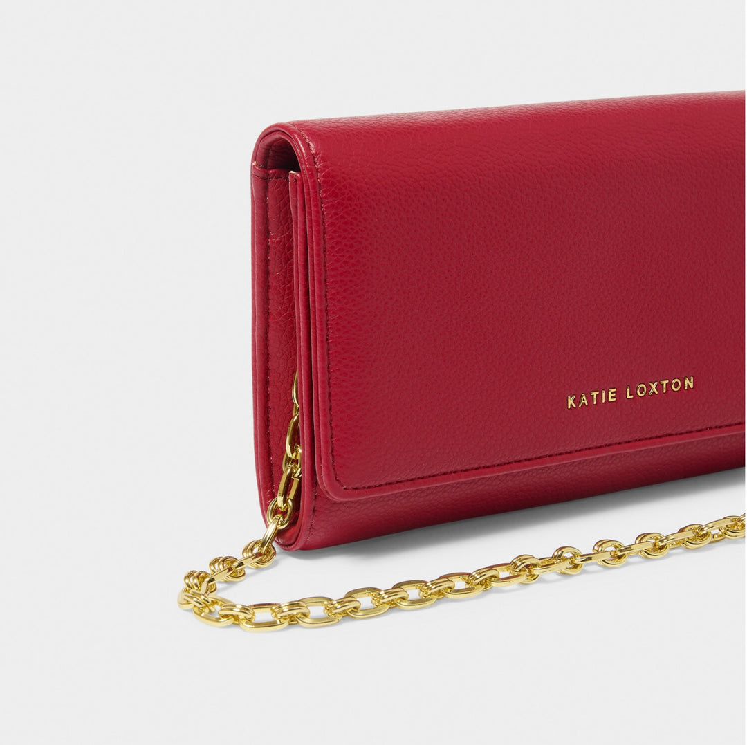 RUBI CHAIN CROSSBODY PURSE IN GARNET RED