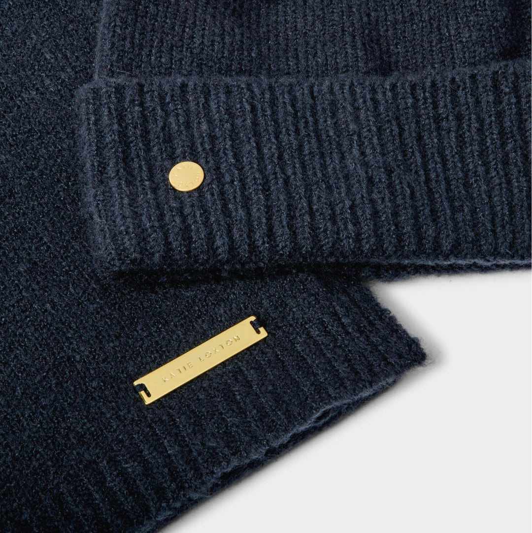 BOXED HAT & SCARF SET IN NAVY