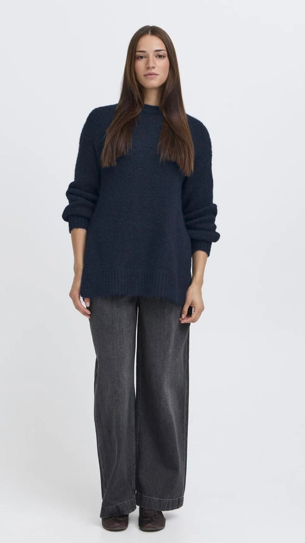 NAVY BLAZER MELANGE MILLERS LONG JUMPER