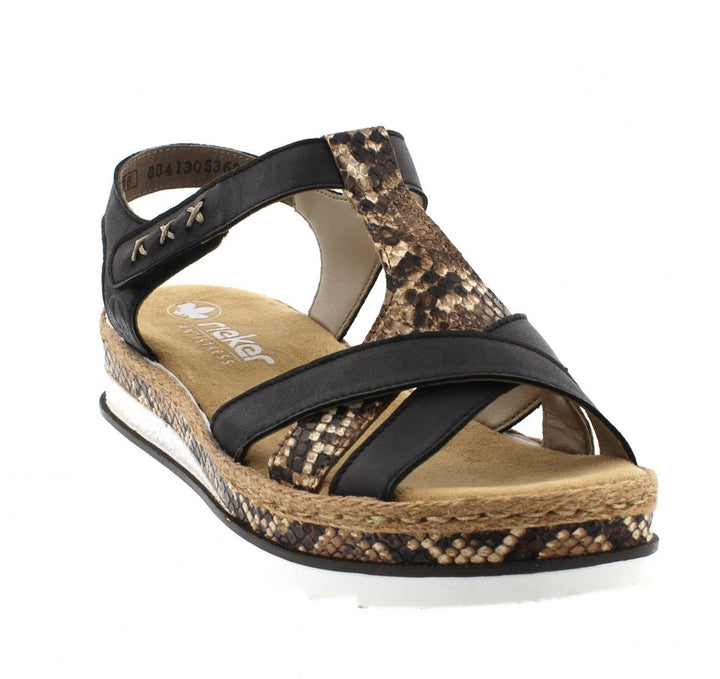 BLACK & BROWN ANIMAL PRINT VELCRO SANDAL