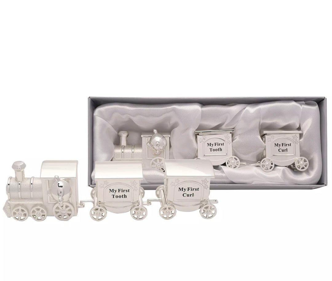 SILVER PLATED FIRST TOOTH & CURL TRAIN CARRIAGE SET