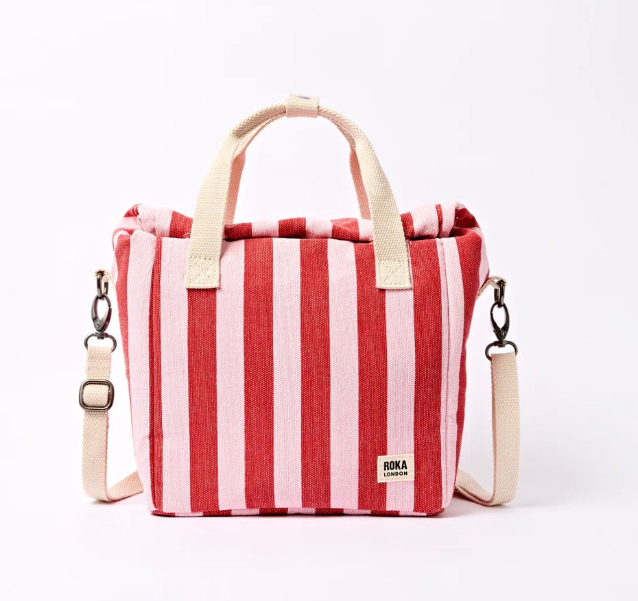 HAMPSTEAD COTTON CANVAS LUNCH BAG STRAWBERRY STRIPE