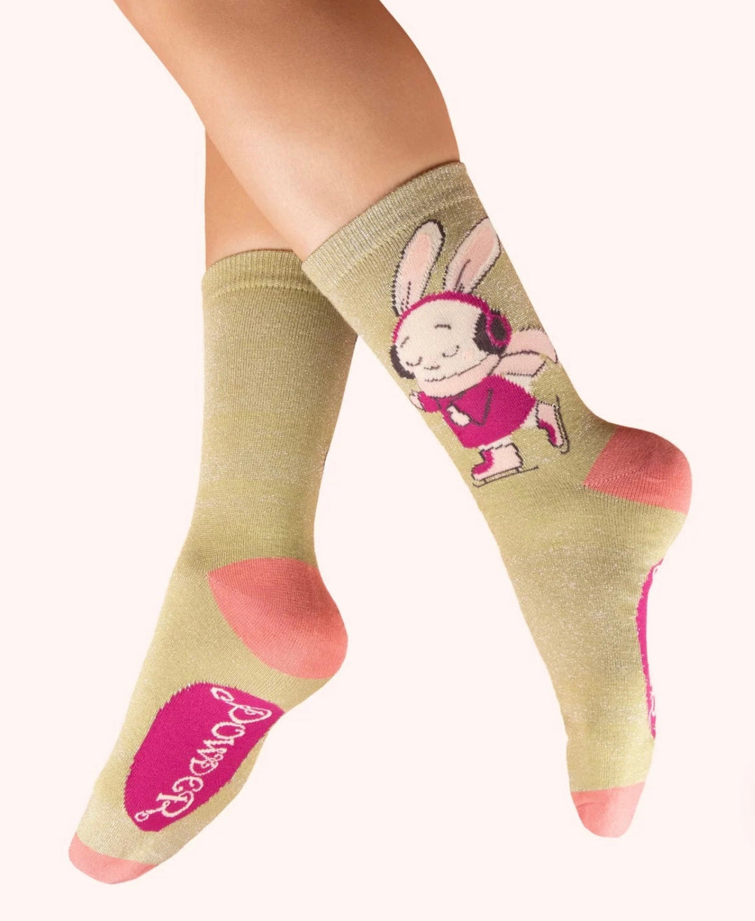 GLITTER ANKLE SKATING BUNNY LIME