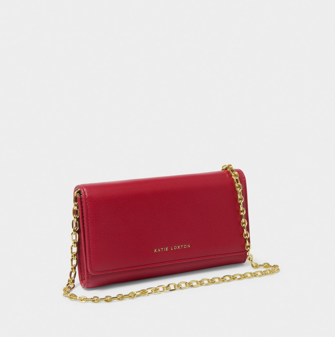 RUBI CHAIN CROSSBODY PURSE IN GARNET RED