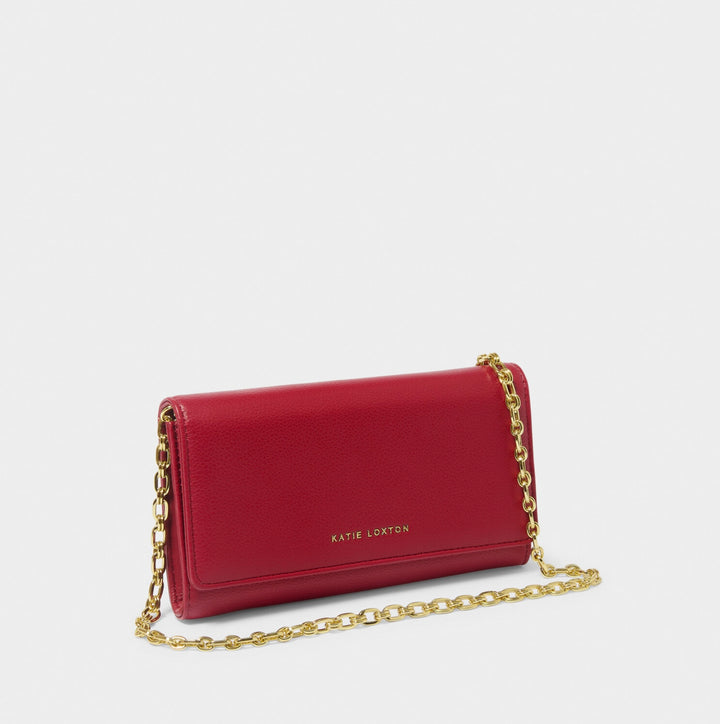 RUBI CHAIN CROSSBODY PURSE IN GARNET RED