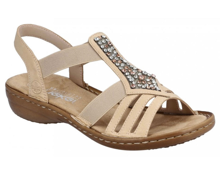 BROWN ELASTICATED SLIP SANDAL