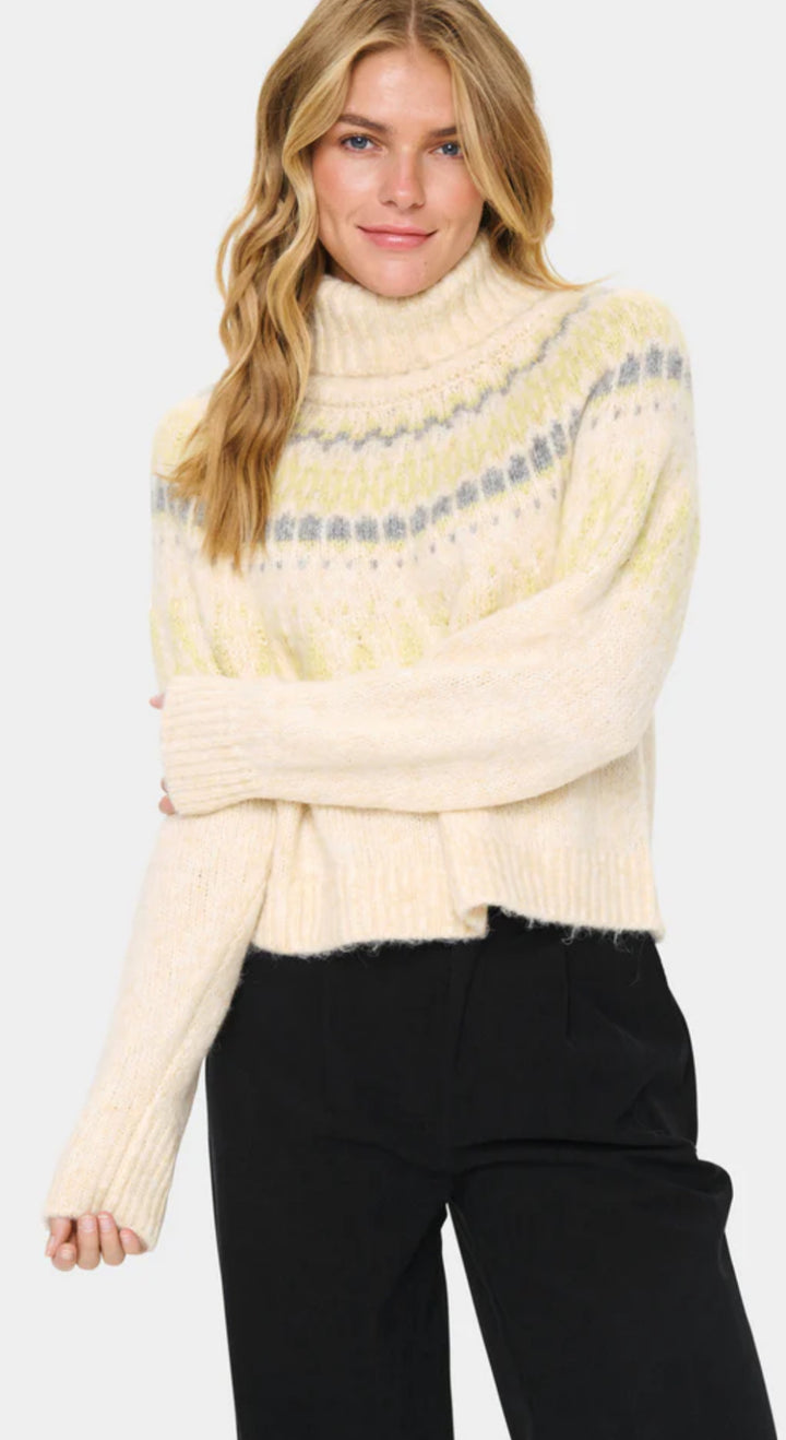 MEGNA SZ ROLLNECK PULLOVER ICE MELANGE