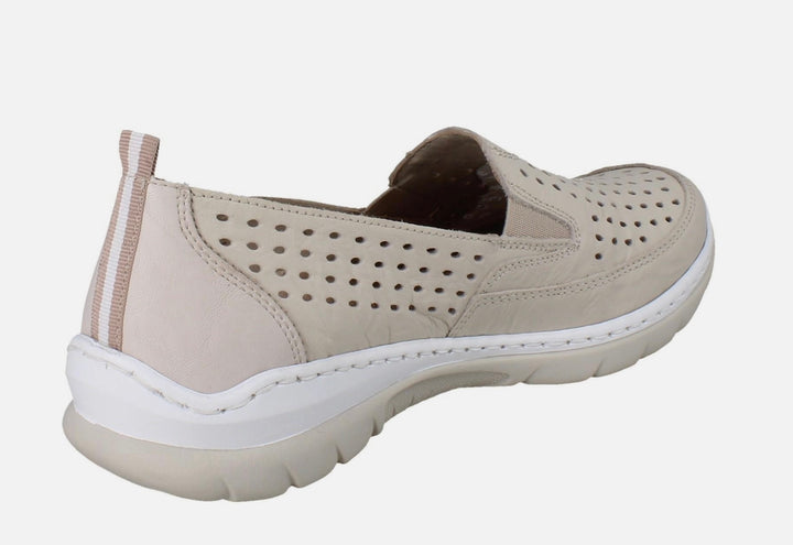 L32F4-60 BEIGE LEATHER SLIP ON SHOE