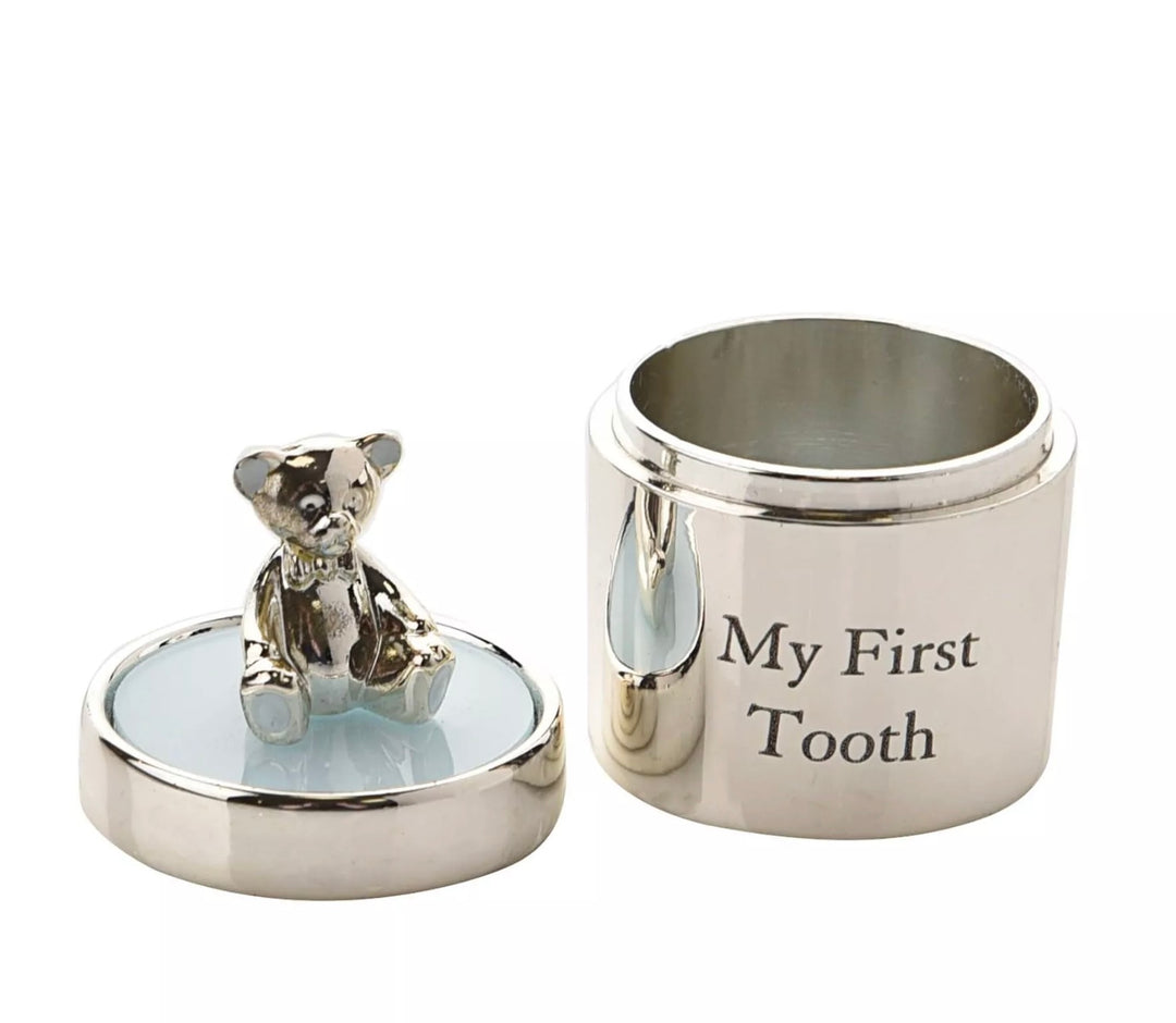 SILVER PLATED FIRST TOOTH & CURL SET BLUE