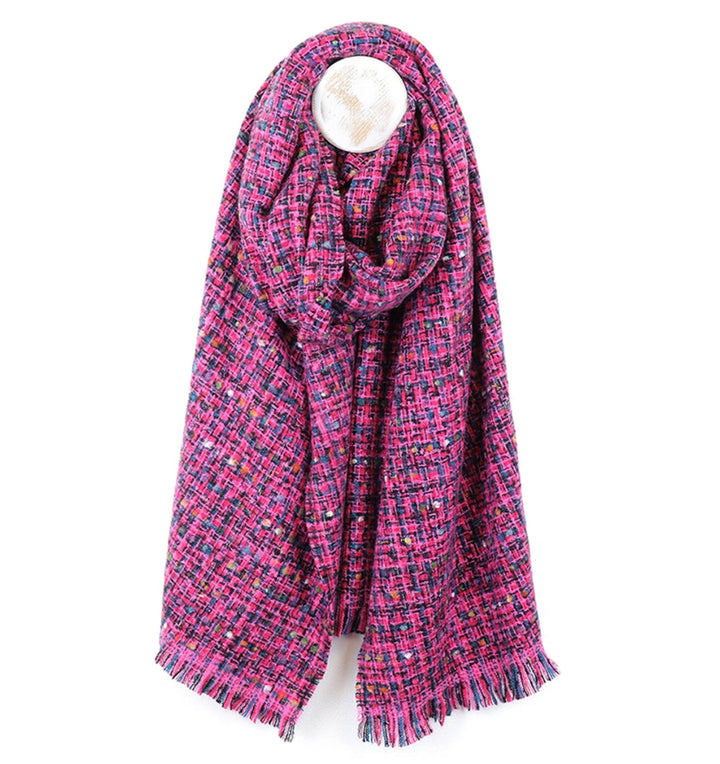 BRIGHT PINK MIX WOVEN TEXTURED SCARF