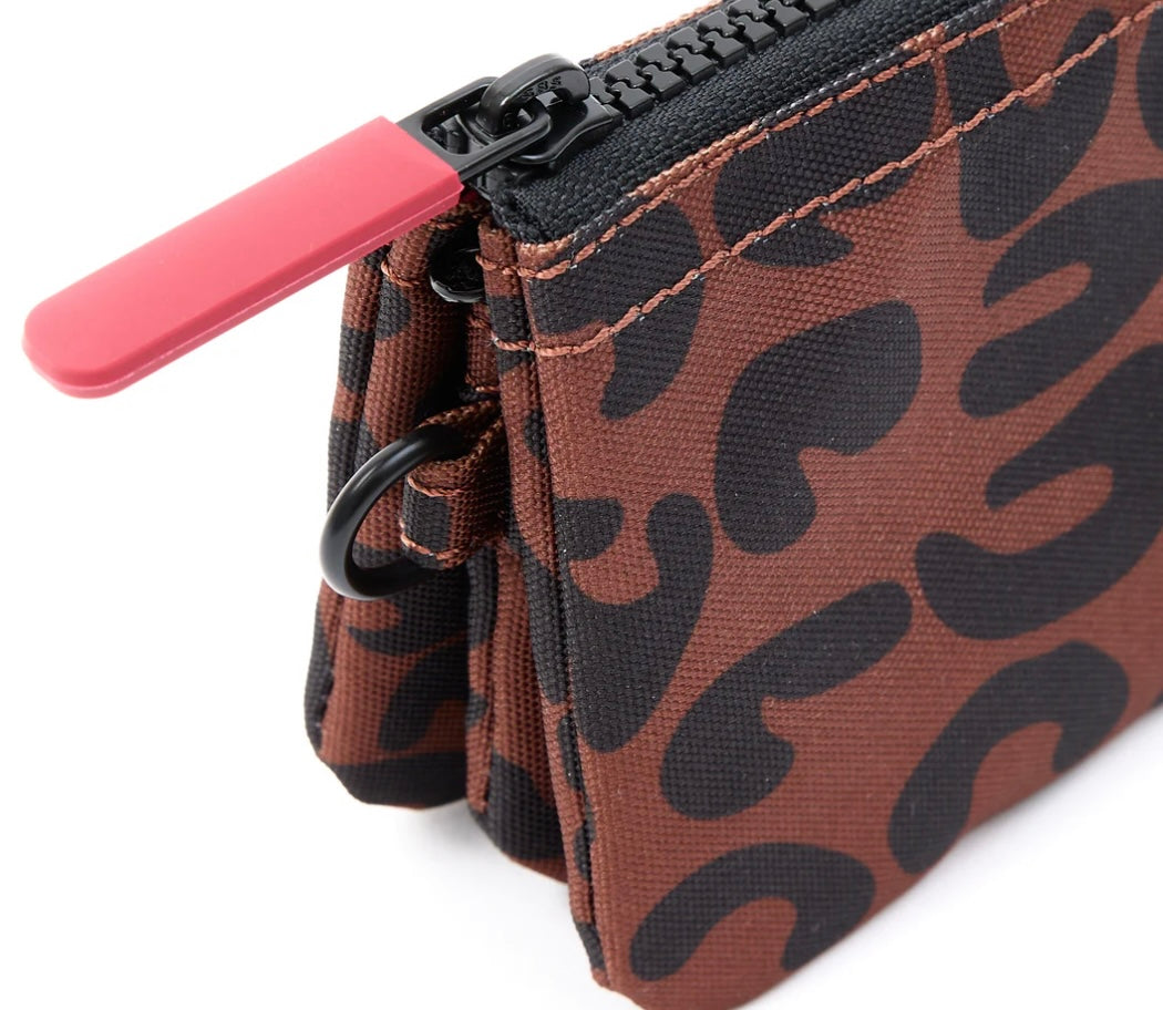 CARNBY RECYCLED CANVAS SMALL WALLET SCARLET LEOPARD