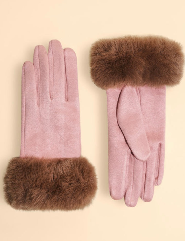 BETTINA PETAL & TEDDY FAUX SUEDE GLOVES