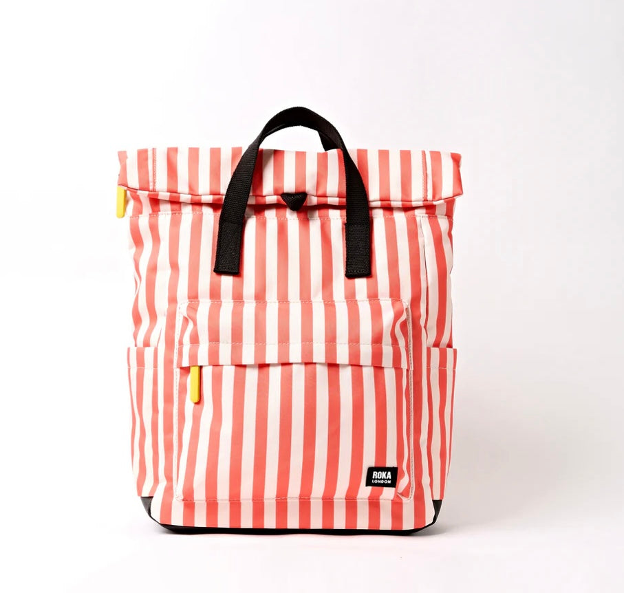 CANFIELD B RECYCLED CANVAS MEDIUM BACKPACK CORAL STRIPES