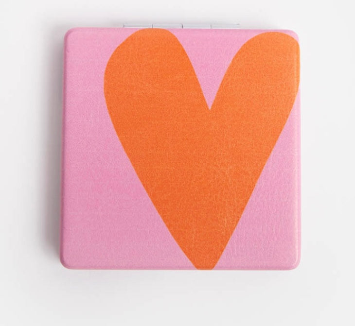 COLOURBLOCK HEART SQUARE POCKET MIRROR