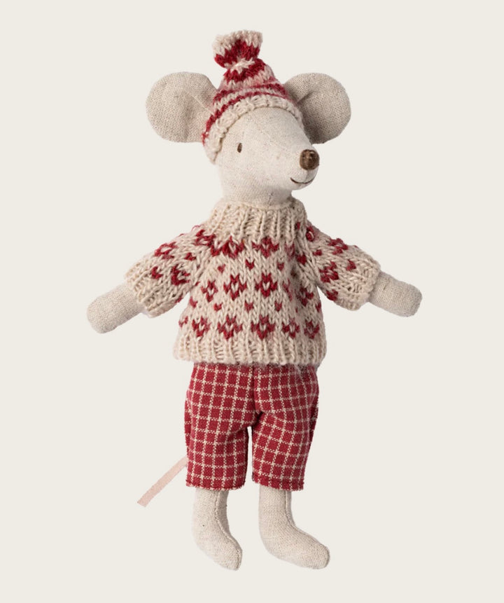 RED MUM WINTER MOUSE WITH SKI SET