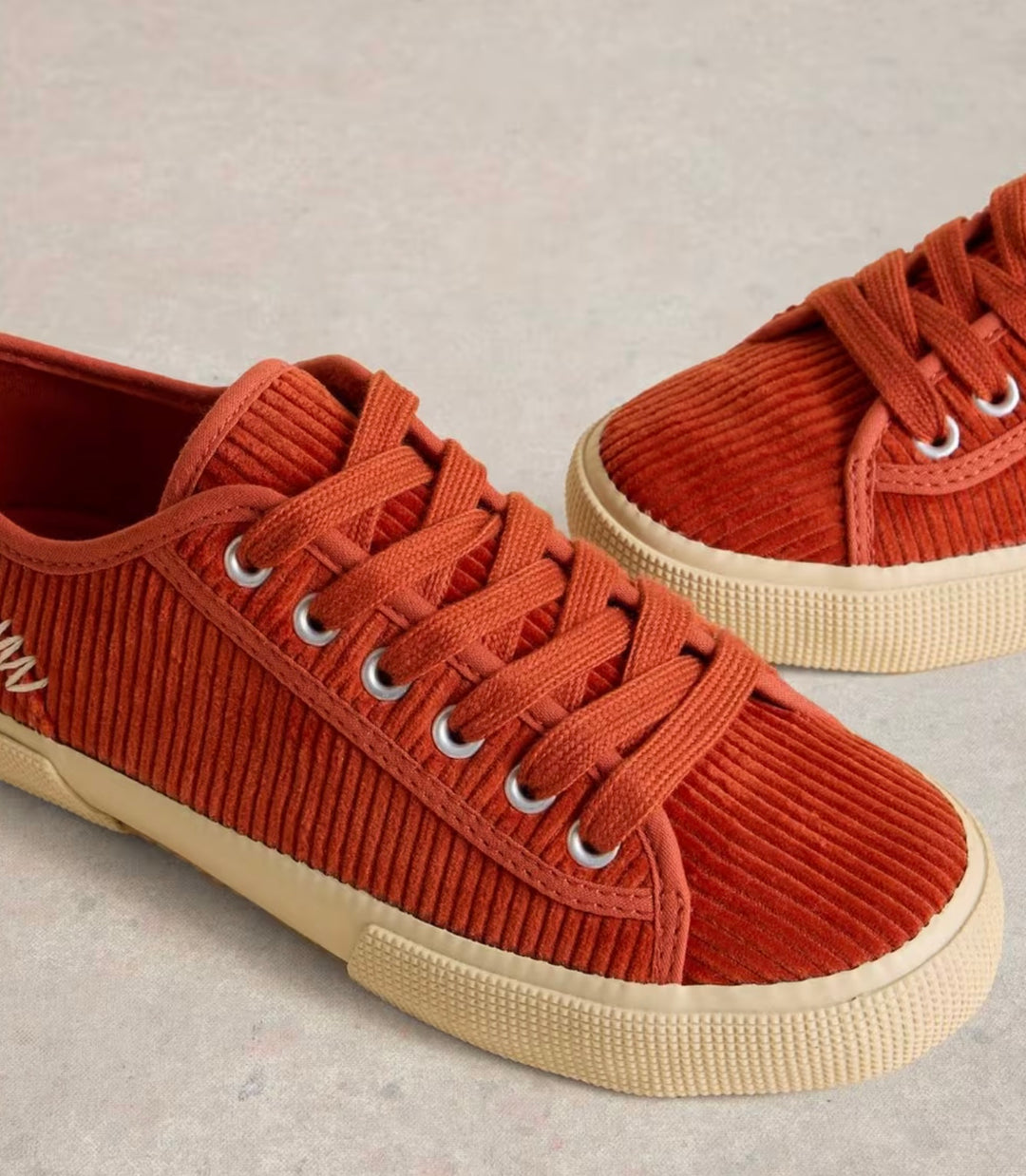 DARK ORANGE PIPPA CORD LACE UP TRAINER
