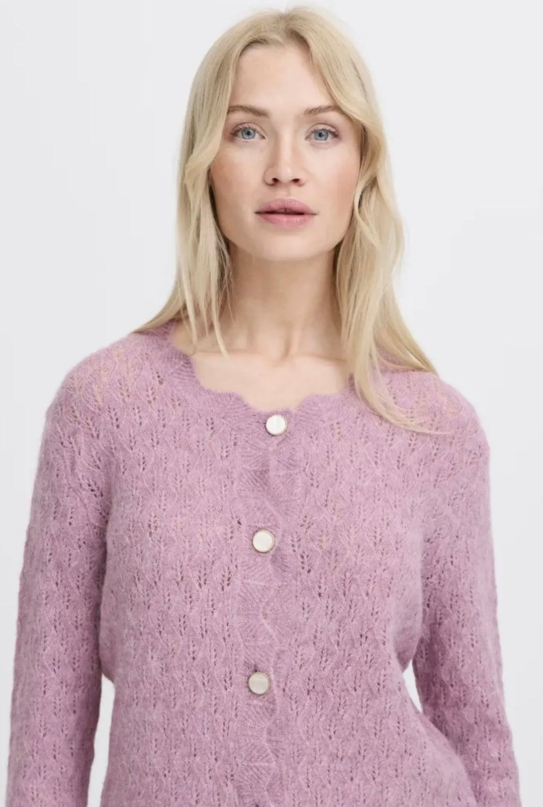 ORCHID HAZE MELANGE MONNA POINTELLE CARDIGAN