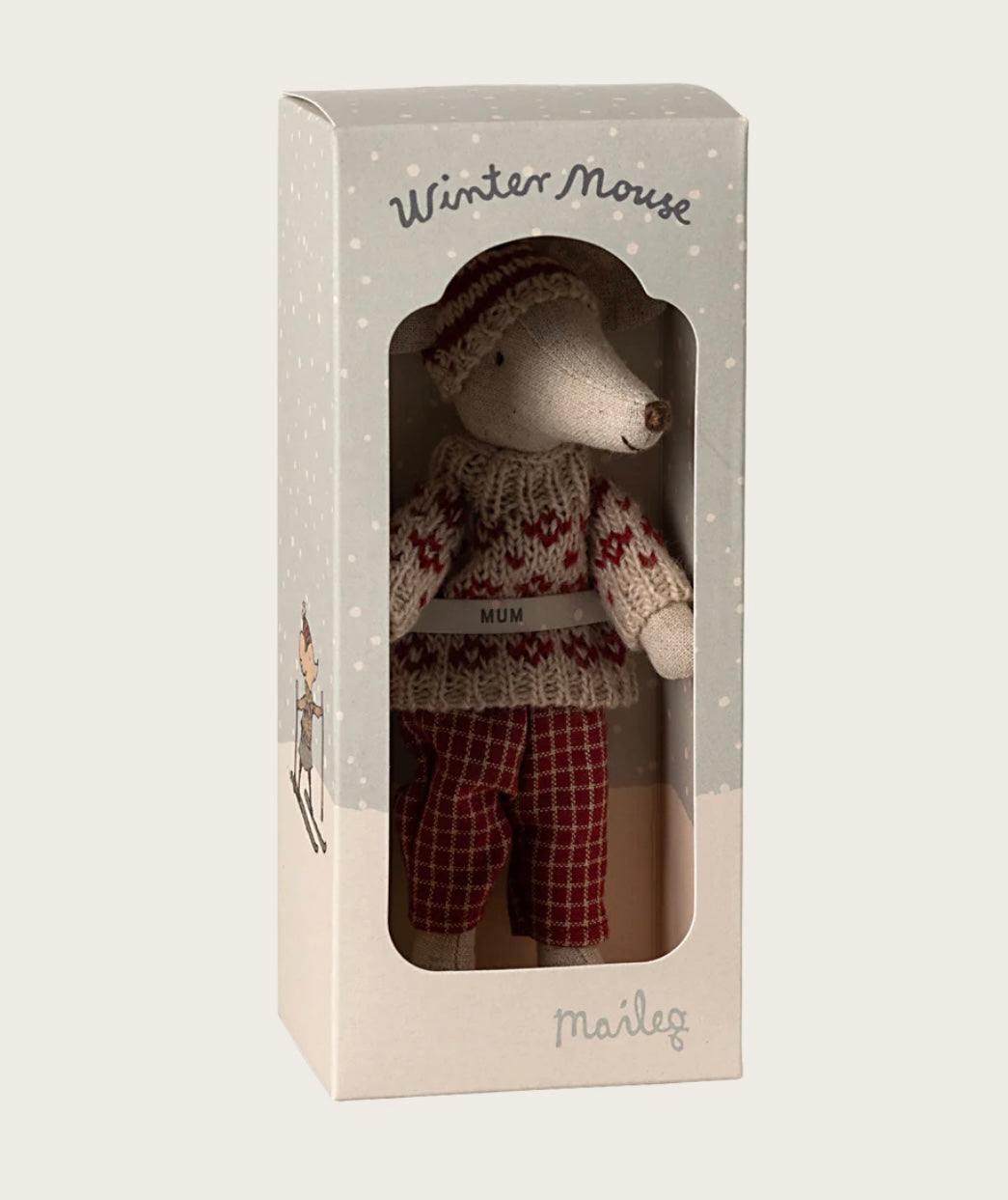 RED MUM WINTER MOUSE WITH SKI SET