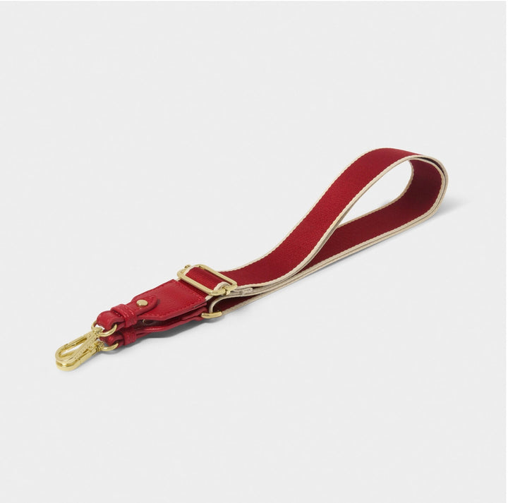 STRIPE CANVAS BAG STRAP IN GARNET