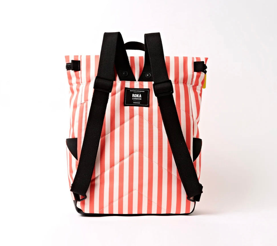CANFIELD B RECYCLED CANVAS MEDIUM BACKPACK CORAL STRIPES