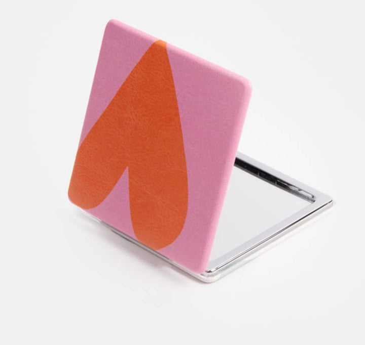 COLOURBLOCK HEART SQUARE POCKET MIRROR