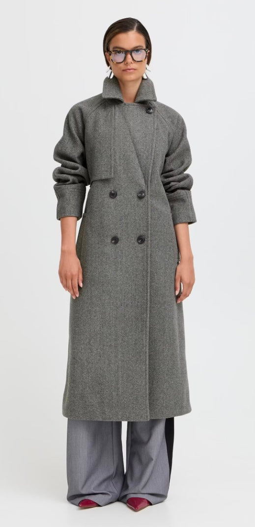 MID GREY MELANGE CILIA TRENCH COAT
