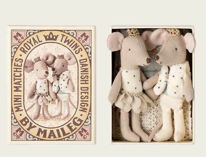 ROYAL TWIN MICE LITTLE SISTER & BROTHER IN MATCHBOX