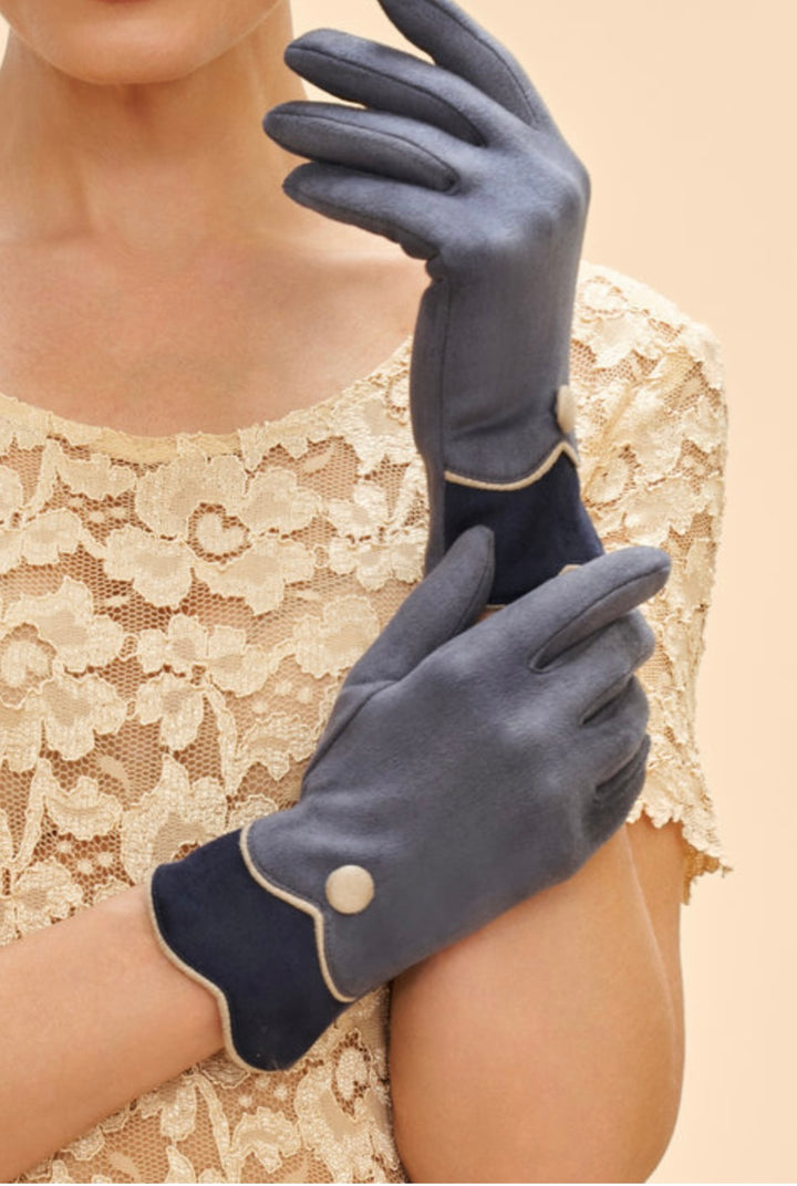 NAVY PANDORA FAUX SUEDE GLOVES