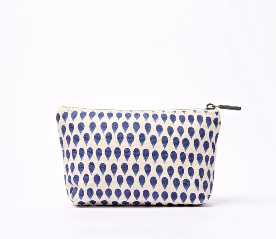 MAIDA VALE COTTON CANVAS SMALL POUCH DENIM RAIN