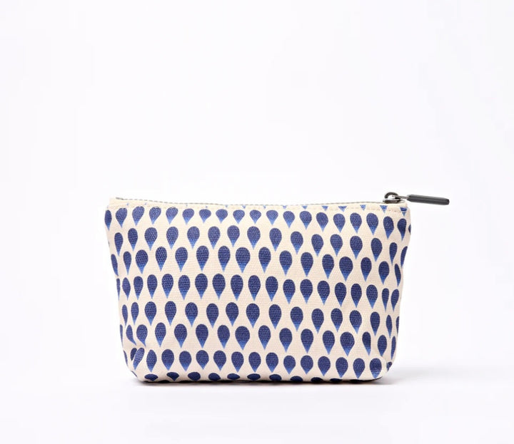 MAIDA VALE COTTON CANVAS SMALL POUCH DENIM RAIN