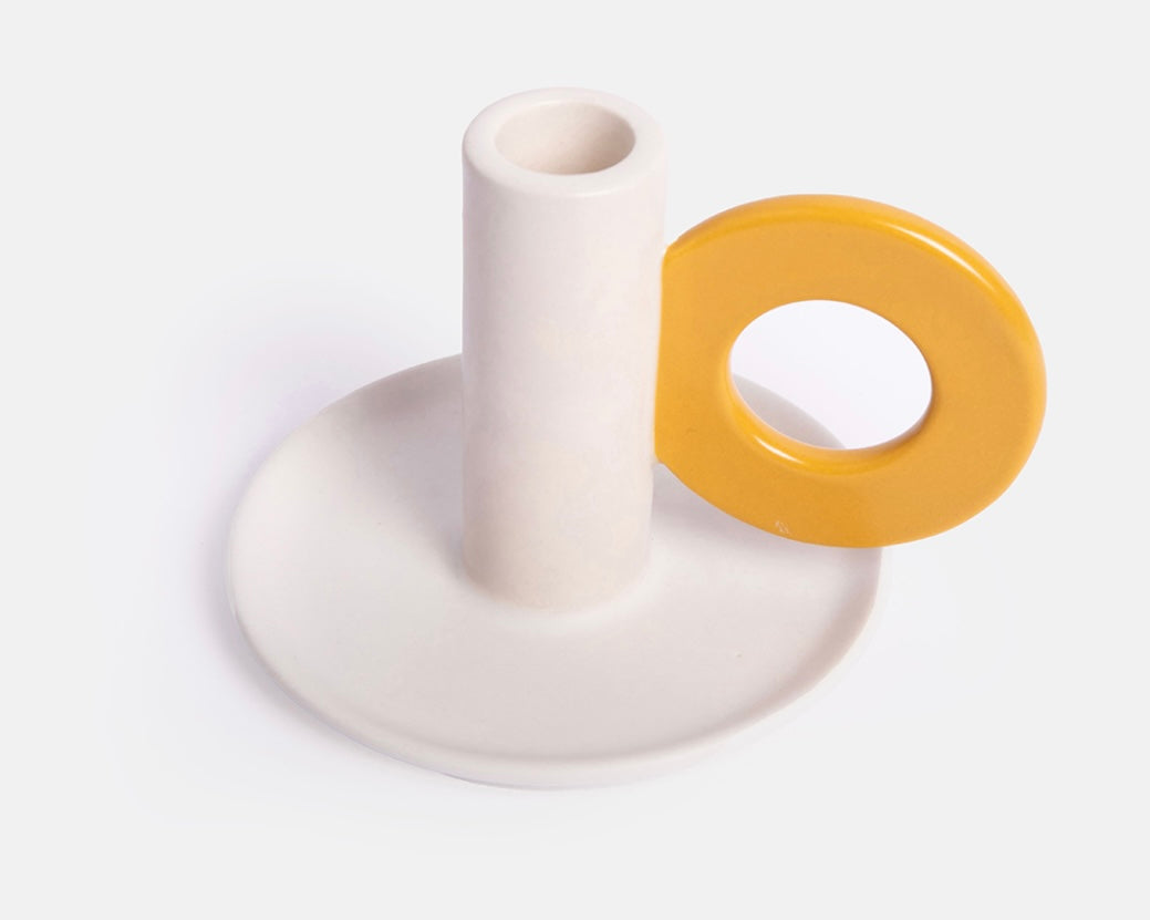 CREAM & MUSTARD LOOP CANDLE HOLDER