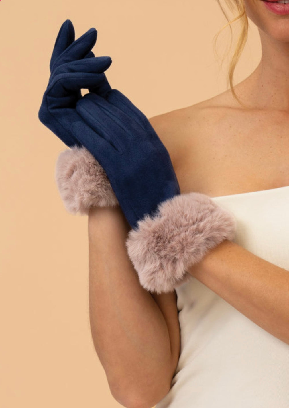 BETTINA NAVY & TAUPE GLOVES