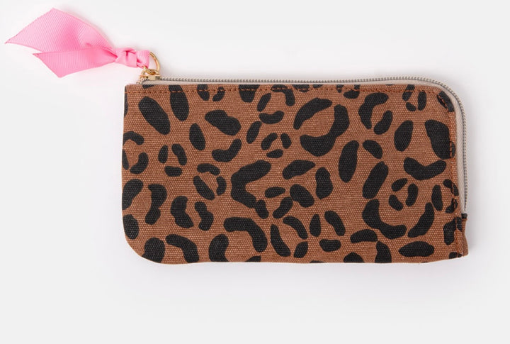 TAN LEOPARD PADDED GLASSES ZIP POUCH