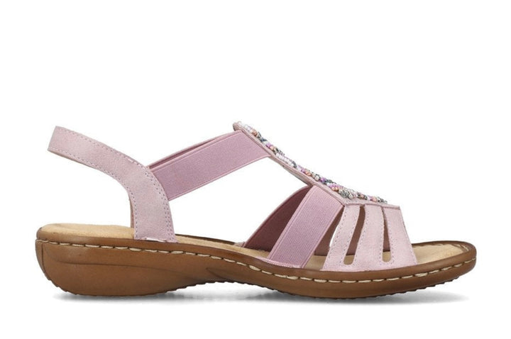 PINK ELASTICATED BEADED SANDAL