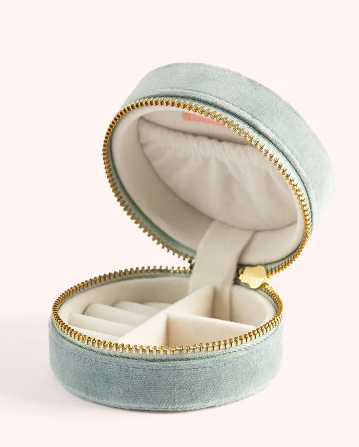 ROUND JEWELLERY BOX TRAVEL CASE SWOOPING SWALLOWS ICE