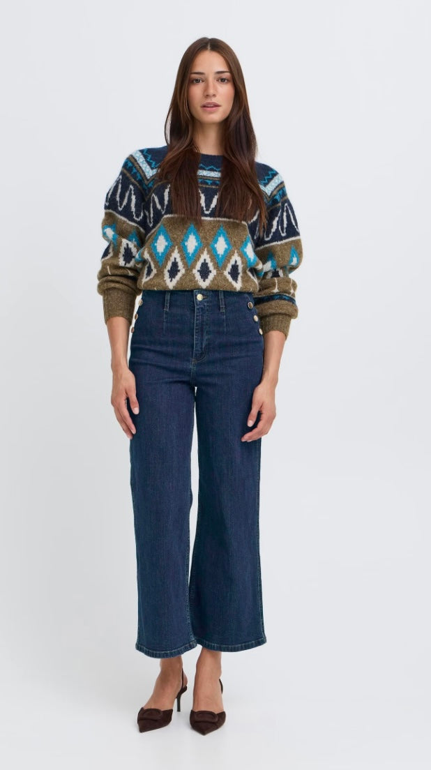 DARK BLUE DENIM KOMMA BUTTON JEANS