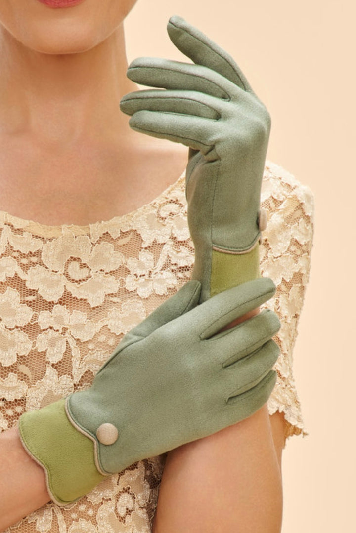 SAGE PANDORA FAUX SUEDE GLOVES