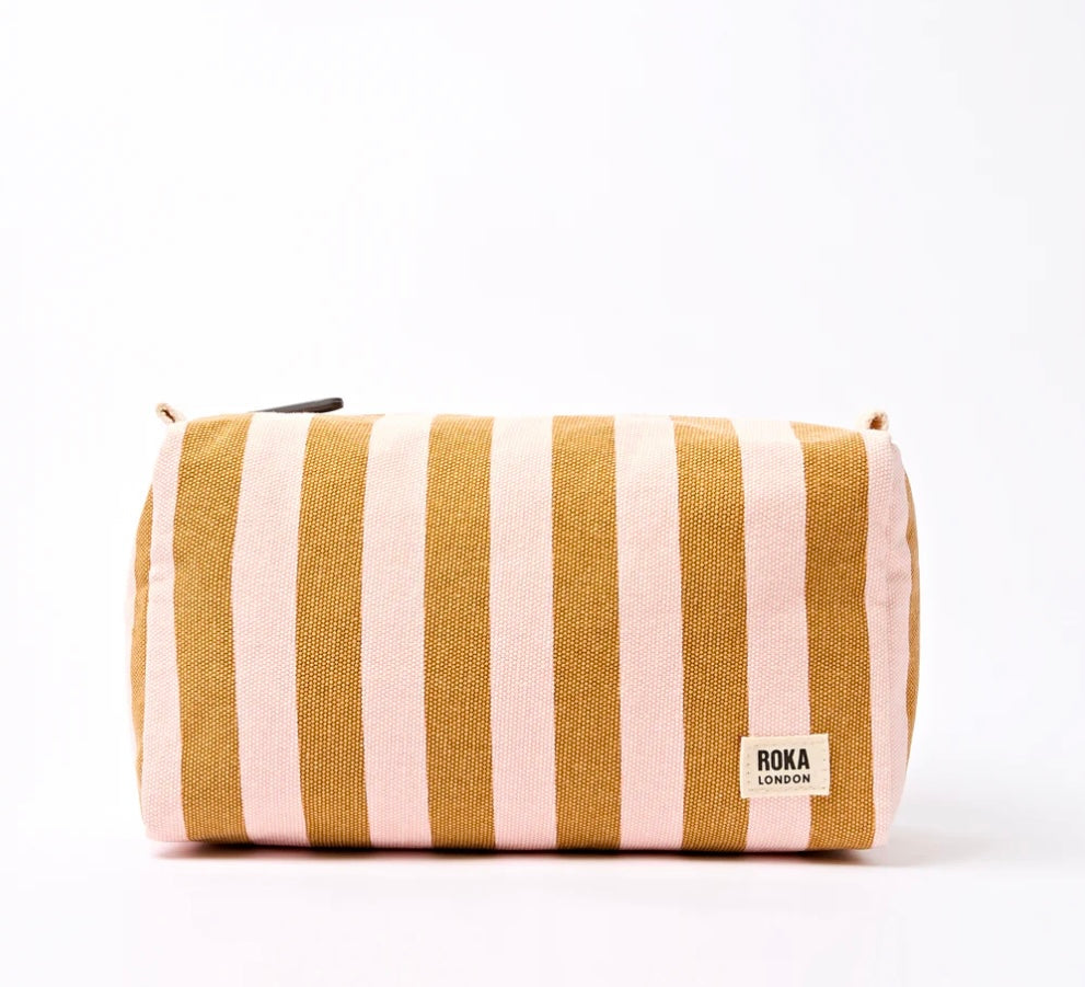 MAYFAIR COTTON CANVAS SMALL WASH BAG  ROSEGOLD STRIPE