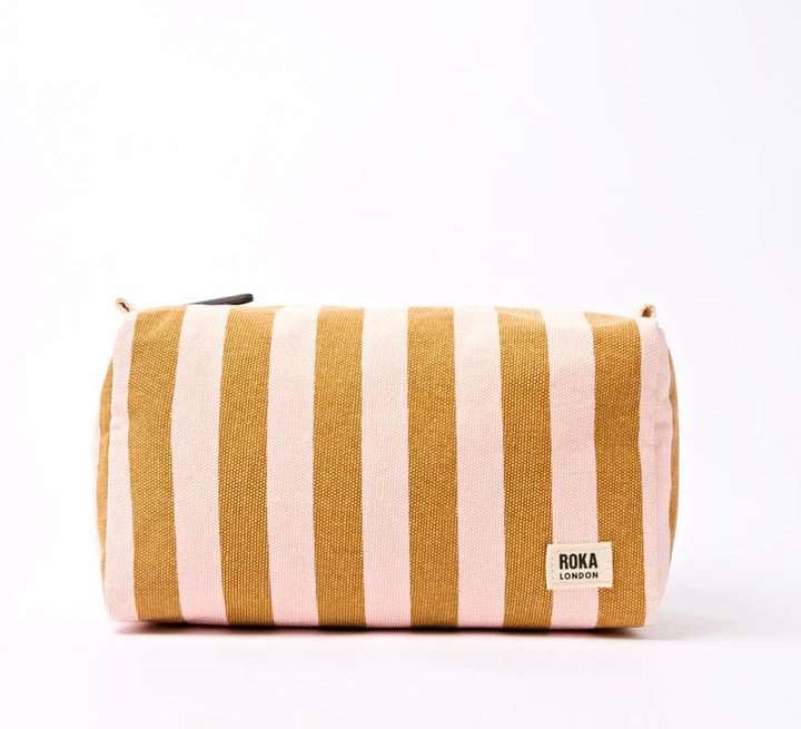 MAYFAIR COTTON CANVAS SMALL WASH BAG  ROSEGOLD STRIPE