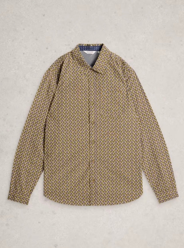 GREEN MULTI PRINT FINSBURY GEO PRINT SHIRT