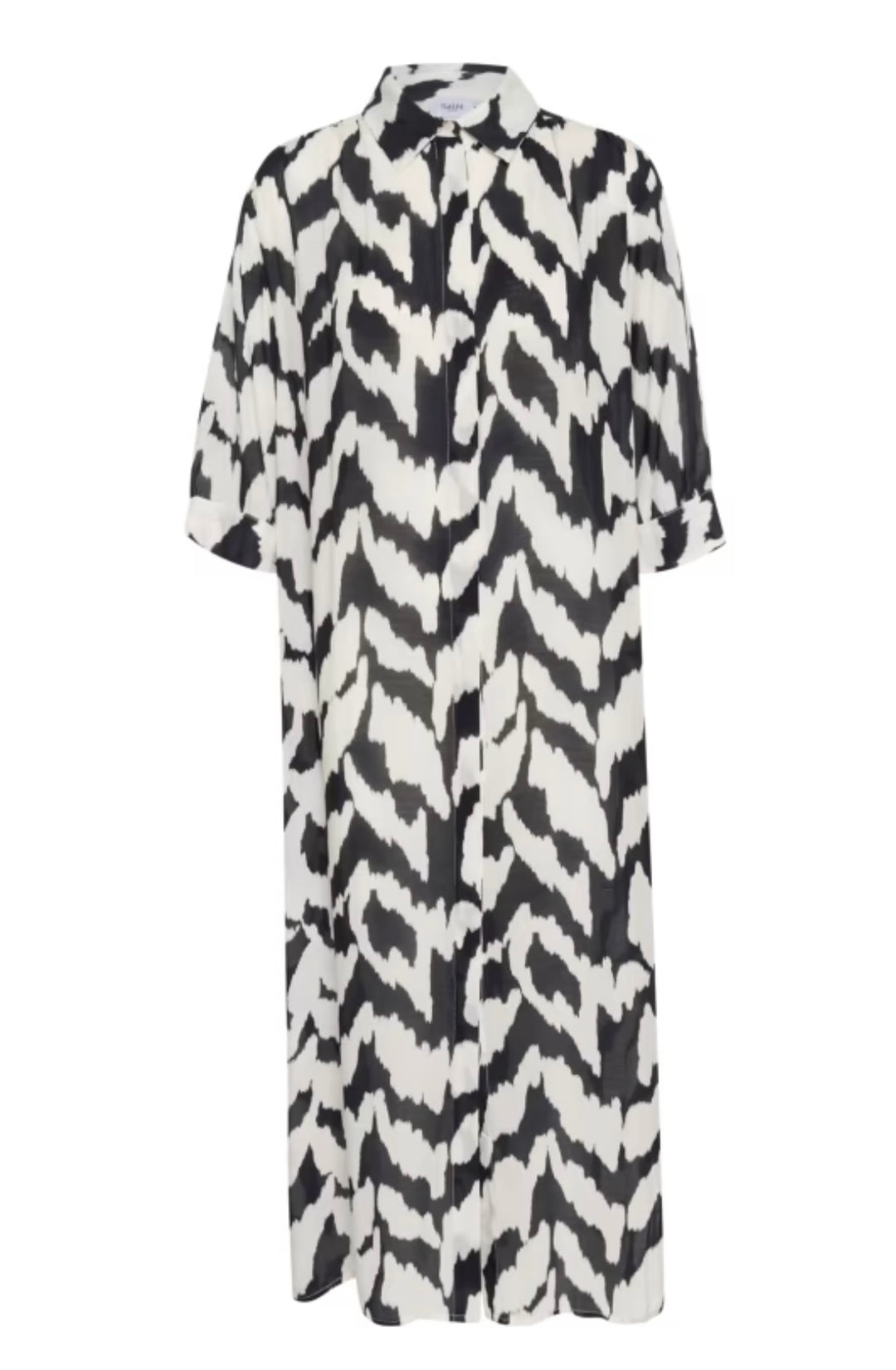 BLACK MONOCHROME STROKES KELSIE SHIRT DRESS