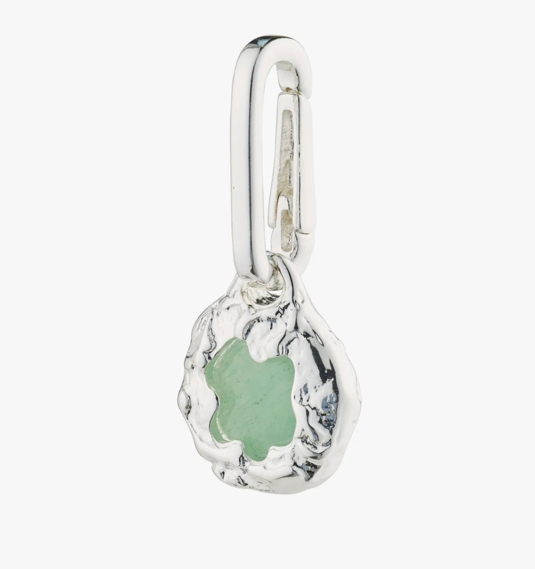 CHARM SILVER PLATED & GREEN RECYCLED NATURAL PENDANT