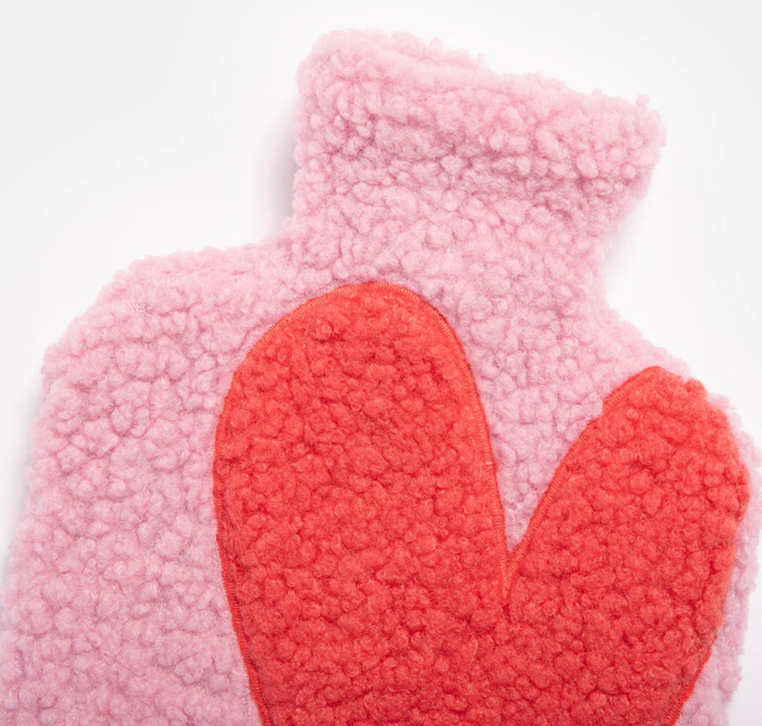 PINK & RED HEART BORG HOT WATER BOTTLE