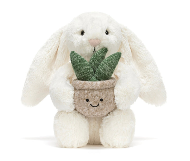 CREAM BUNNY WITH PLANT