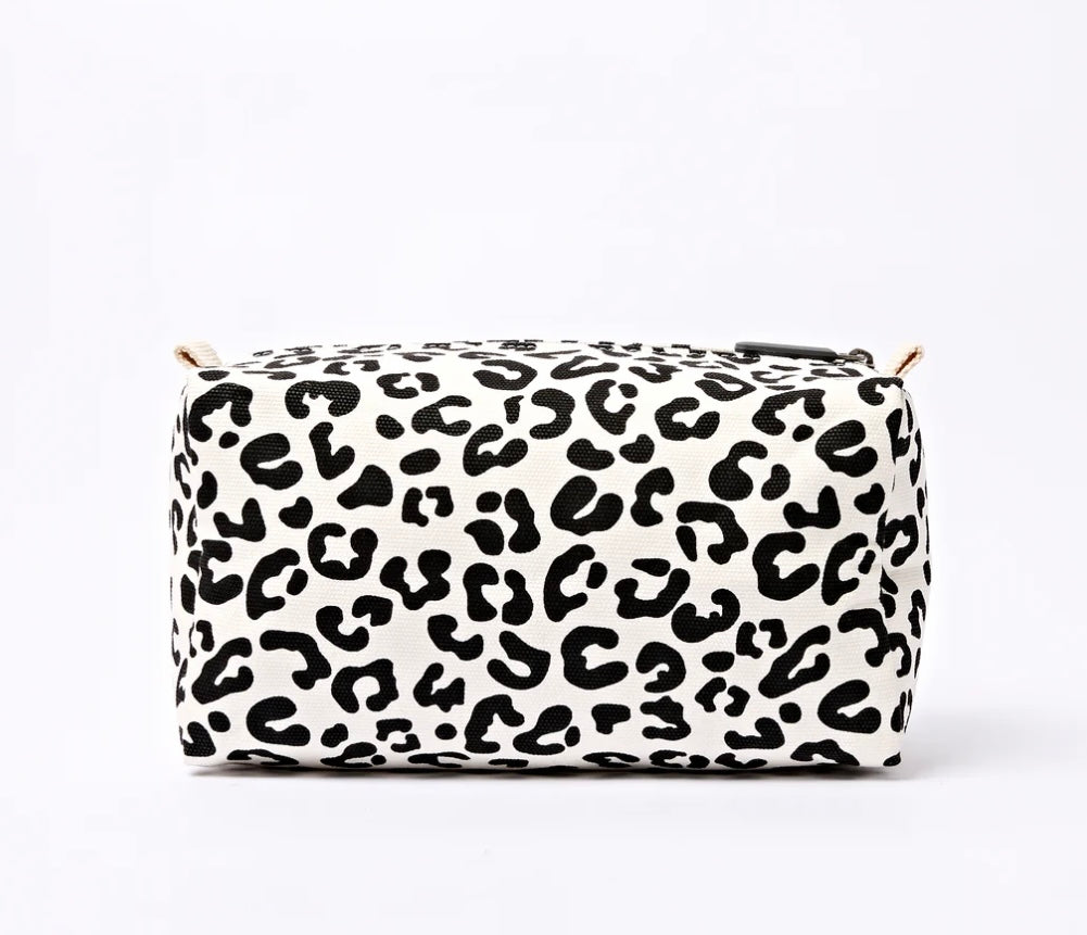 MAYFAIR COTTON CANVAS SMALL WASH BAG SUMMER LEOPARD