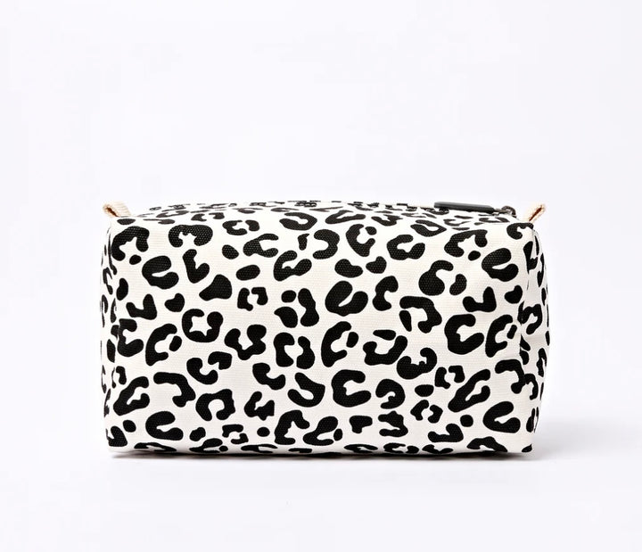 MAYFAIR COTTON CANVAS SMALL WASH BAG SUMMER LEOPARD