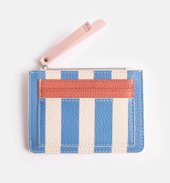 BLUE & CREAM STRIPE SHORT PATCH PURSE