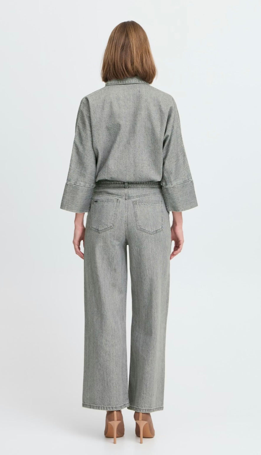 MID GREY DENIM KIMU BELT JEANS