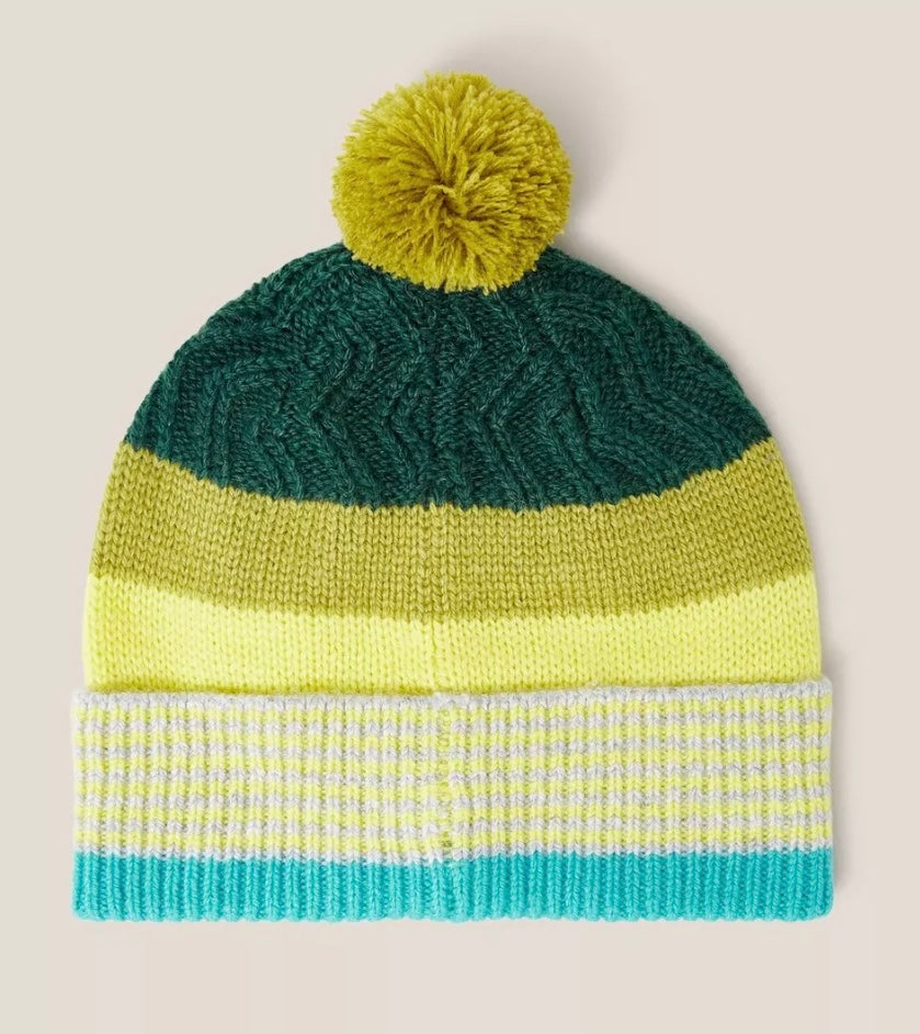 BOYS GREEN MULTI STRIPE HAT