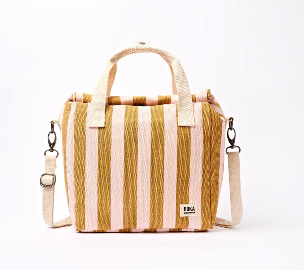 HAMPSTEAD COTTON CANVAS LUNCH BAG ROSEGOLD STRIPE